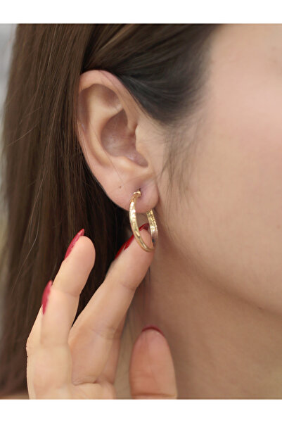 Zeynepli gold & jewelry 14 Ayar Altın Enli Soft Büyük Halka Küpe