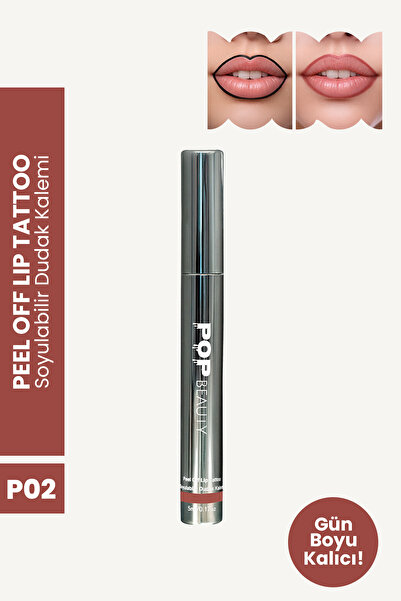 POP Beauty Soyulabilir Dudak Kalemi - Peel-Off Lip Tattoo, PO2, BORDO