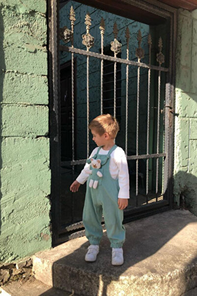 Pollito Unisex Boy Çizgi Fitilli Teddy Oyuncaklı 2'li Salopet