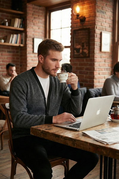 Buratti كارديجان رجالي من القطن بقصة عادية وأزرار وياقة على شكل V 456205