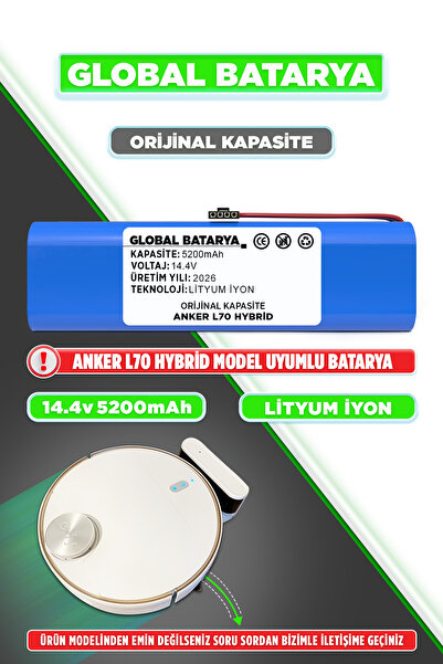 GLOBAL BATARYA Eufy RoboVac L70 Hybrid  Uyumlu Akıllı Robot Süpürge Bataryası...