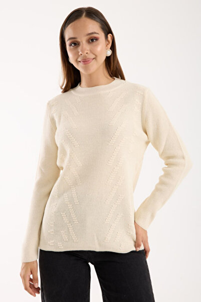 Moda Days Pulover de damă cu strasuri albe și perle