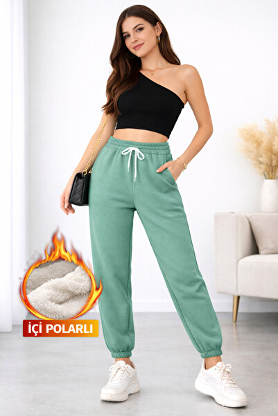 POLYMOOD Pantaloni de sport pentru femei, de iarnă, din lână, groși, cu cu că...