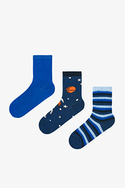 Penti Mehrfarbige 3-teilige Socken für Jungen mit Astronautenmotiv in Blau