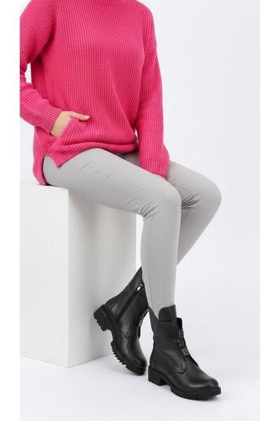 37Numara حذاء نسائي من الجلد الطبيعي مقاس كبير 41-42-43-44 جلد أسود