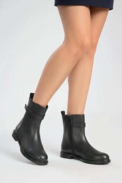 37Numara حذاء نسائي ذو كعب منخفض من الجلد الطبيعي مقاس كبير 41-42-43-44-أسود