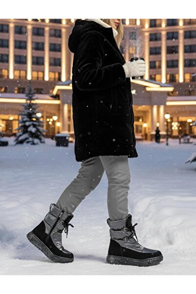 37Numara Блискучі жіночі зимові черевики великого розміру - 42-43-44 Платиновий