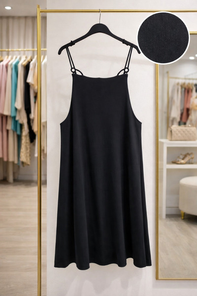 ELMODA Γυναικείο φόρεμα Gilet από πλεκτό ανθρακί ελαστικό ύφασμα με ρυθμιζόμε...