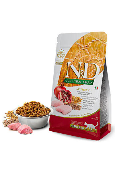 N&D Ancestral Grain Tavuklu Narlı Düşük Tahıllı Kısırlaştırılmış Kedi Maması ...