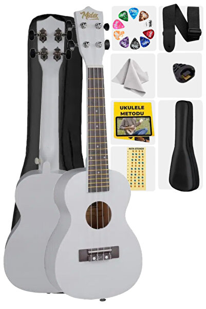 Midex UKX-233WH Beyaz Concert Ukulele (Askı Çanta Metod Pena)