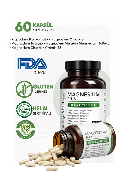 DOĞAL ŞİFA MARKET Magnesium Plus Herbal 60 Capsules – Halal Certified, Non-Gmo and Chemical-Free
