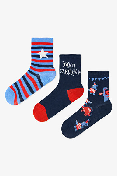 Penti Erkek Çocuk Dino Carnaval Dinozor Desenli 3'lü Soket Çorap