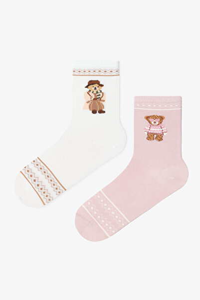 Penti 2 Pairs of Cotton Bear Patterned Socks