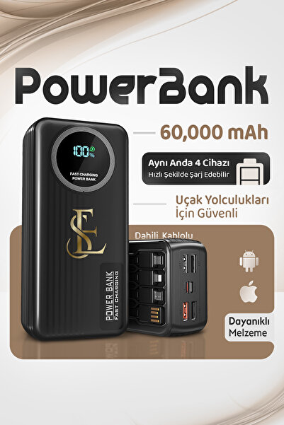 EN SİGA Powerbank 30.000 Mah 22.5W Hızlı Şarj Destekli Dahili 4 Kablolu Taşın...