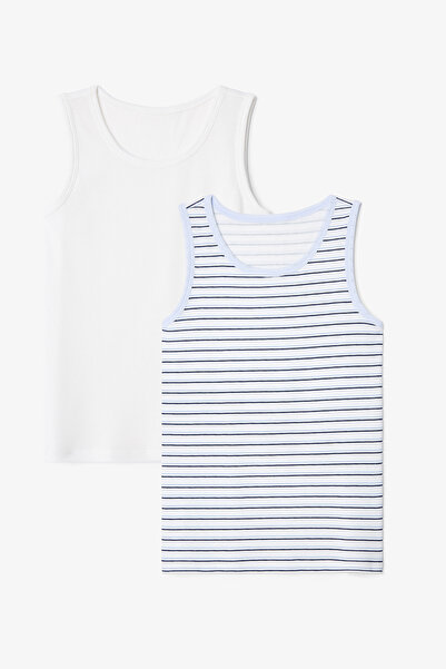 Penti Off-White Captain Line gestreiftes 2-teiliges Unterhemd für Jungen