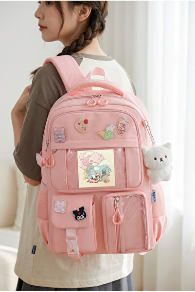 Roomys Kawaii Plus Yeni Sezon Üst Kalite Kore Tipi Aksesuarlı Sırt Çantası Ok...