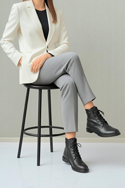 37Numara BÜYÜK NUMARA KADIN HAKİKİ DERİ BOT BAĞCIKLI 41-42-43-44-SİYAH DERİ