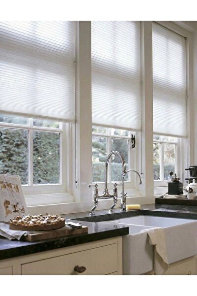 ROO PERDE BEYAZ PLİSE PERDE CAM BALKON PERDESİ