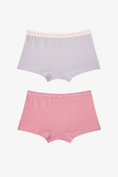 Penti Gestreifte Boxershorts mit Herzmuster für Mädchen, 2er-Pack