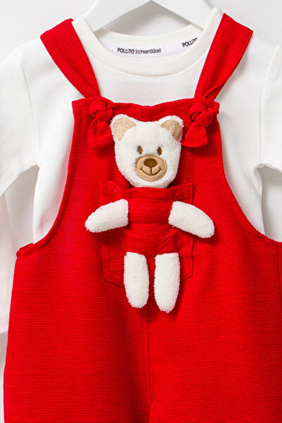 Pollito Unisex En Çizgi Fitilli Teddy Oyuncaklı 2'li Salopet
