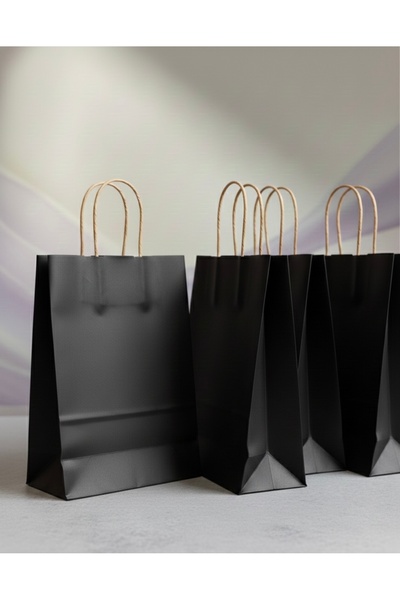 aybaş kağıtçılık 1.Kalite 18x24 Cm (20 Adet) Siyah Renkli Kraft Kağıt Çanta, ...