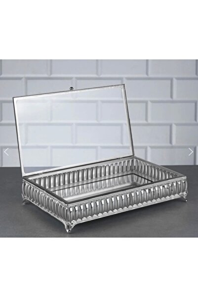 Rüyam Glassware Hürrem Dikdörtgen Sunumluk Cam Kapaklı Çikolata Ve Takı Kutus...