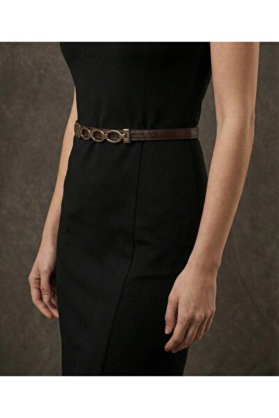 Fiori Thin Chain Buckle Basic Women's Pants Belt, Coat Belt, Dress Belt