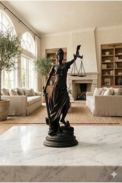 Dekoromi Dekoratif Adalet Tanrıçası ve Adalet Terazisi Heykel Themis Biblo (3...