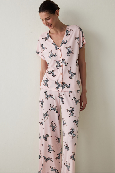 Penti Aging Açık Pembe Collagen Etkili Gömlek Yaka Pijama Takımı