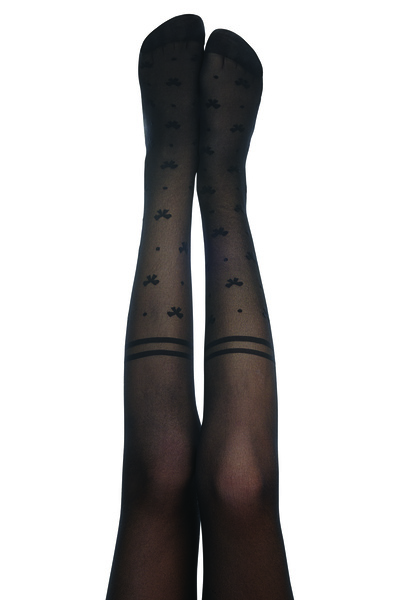 Penti Schöne gestreifte schwarze Strumpfhose mit Fliege für Mädchen