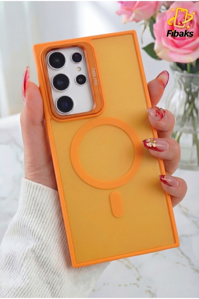 Fibaks Samsung Galaxy S24 Plus Kılıf Standlı Mat Magsafe Metal Tuşlu Kamera L...