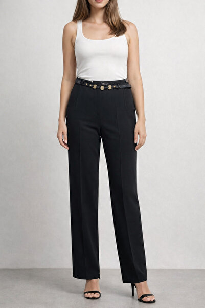 AYHAN Жіночі золоті штани з широкими штанинами та поясом