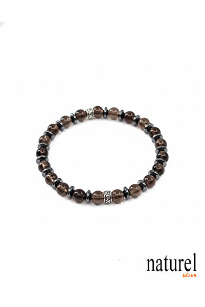 Naturel Tılsım Orijinal Dumanlı Kuvars 6mm Doğal Taş Unisex Bileklik