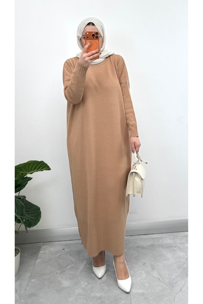 NİSUM MODA فستان تريكو مجدول من بيكيه