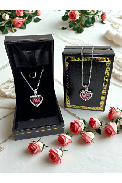 AstoriaSilver Sevgiliye Eşe Anneye Hediye 925 Ayar Gümüş Taşlı Kalp Kolye