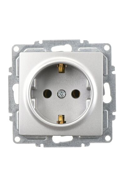 Günsan Elektrik Günsan Visage Silver Grounded Socket Mechanism
