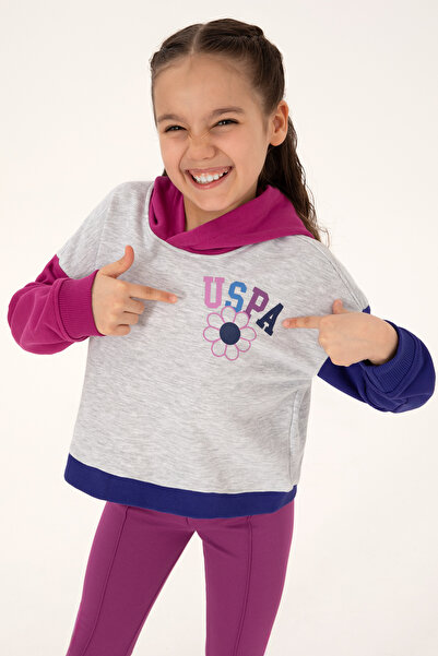 U.S. Polo Assn. سويت شيرت بناتي بغطاء رأس فوشيا 50317905-VR023