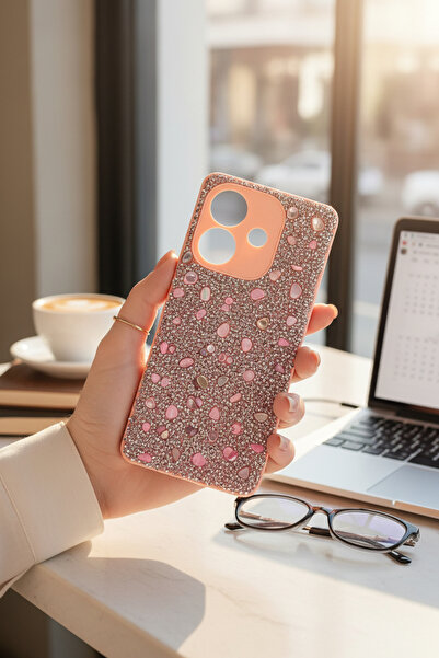 batuteknoloji Oppo A3 BatuTeknoloji Kırçıllı Milena Taşlı Silikon Kılıf