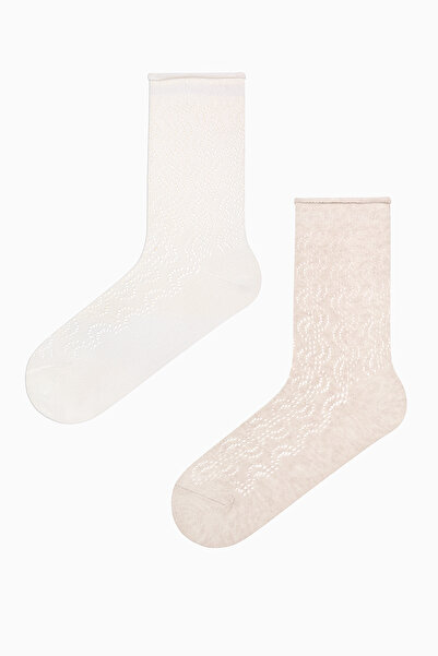 Penti Bequeme Colosio Beige Weiß 2-teilige Socken