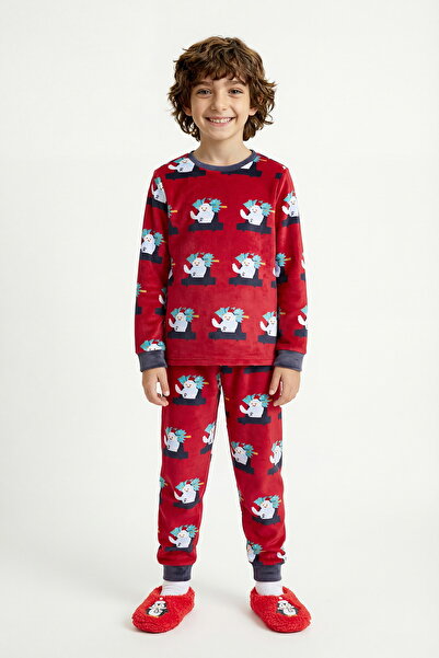 Penti Kırmızı Erkek Çocuk Araba Desenli Pijama Takımı