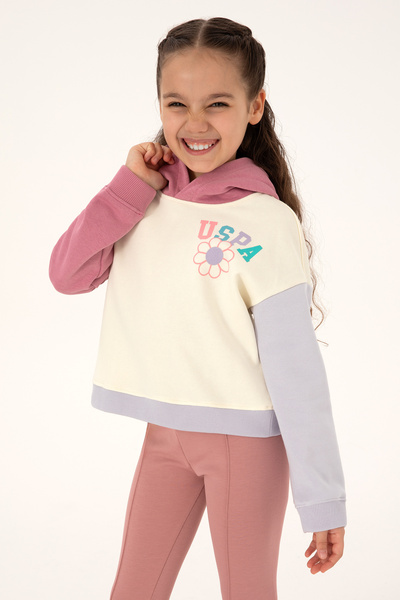 U.S. Polo Assn. سويت شيرت بناتي وردي بغطاء رأس 50317905-VR167