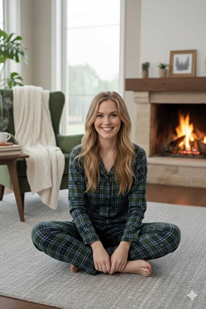 Asel Жіночий піжамний комплект у клітинку з ґудзиками по всій довжині