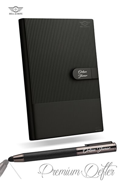 MELL & SWIPE Kişiye Özel Kalem Toucpen Yumuşak Termo Deri Kapak Not Defteri A...