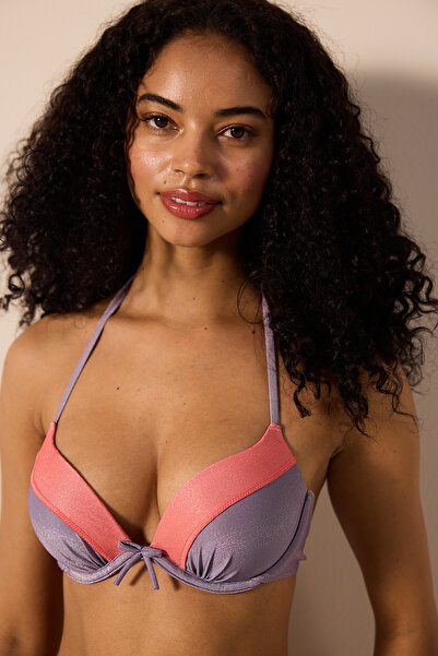 Penti Mena Push Up Glitzer-Lila-Bikinioberteil