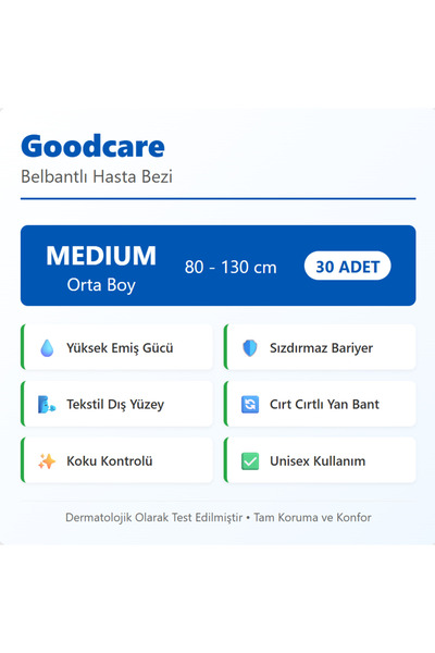 Goodcare Bel Bantlı Yetişkin Hasta Bezi Medium 30'lu 3 Paket 90 Adet