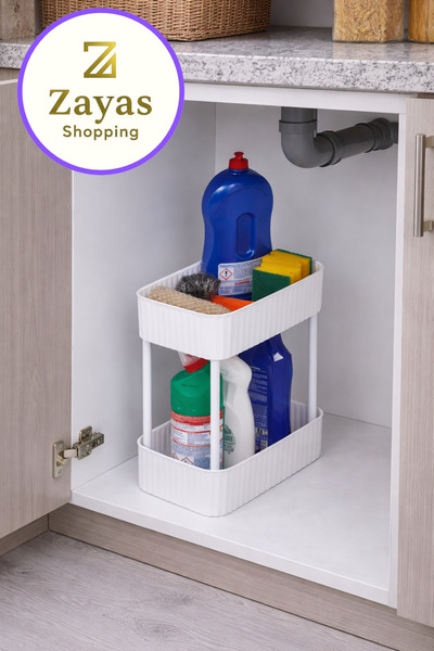 Zayas Shopping ZS-0055-Pratik-2-Katlı-Çok-Amaçlı-Raf-Mutfak-Ve-Banyo-Organize...