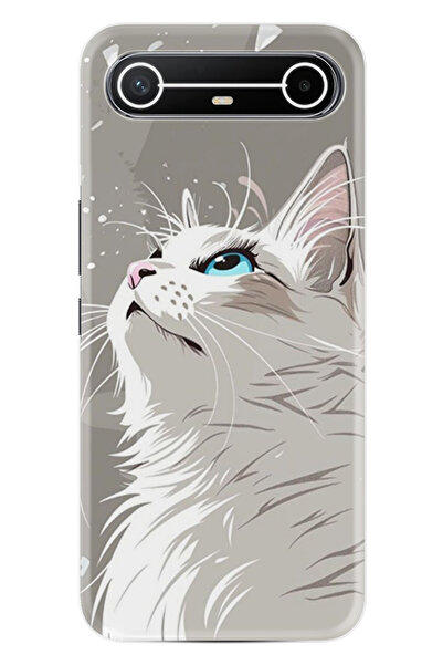TECNO Spark Slim (KM9) Kılıf Boutique Baskılı Resimli Beyaz Kedi Pcode -061