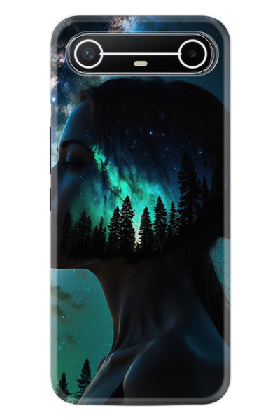 TECNO Spark Slim (KM9) Kılıf Boutique Baskılı Resimli Woman in Tree Pcode -004