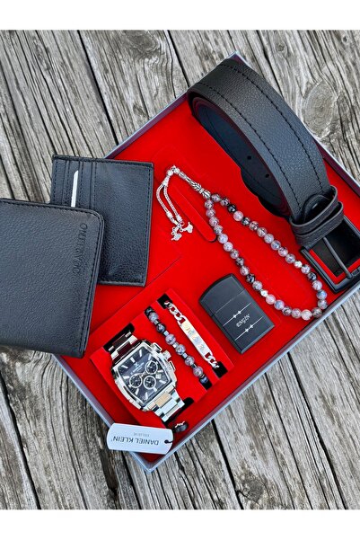 Daniel Klein Gümüş Renk Çelik Kordon Erkek Kol Saati Doğal Taş Tespih Ve İsim...