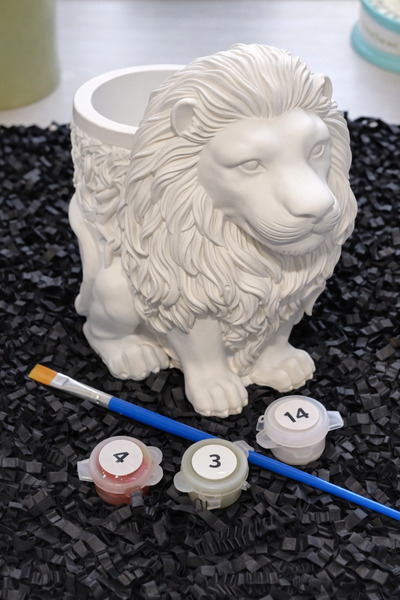 Denic Tasarım Taş Boyama Seti-Aslan Kıral-Boya-Fırça- Kalemlik-Biblo- Çok ama...